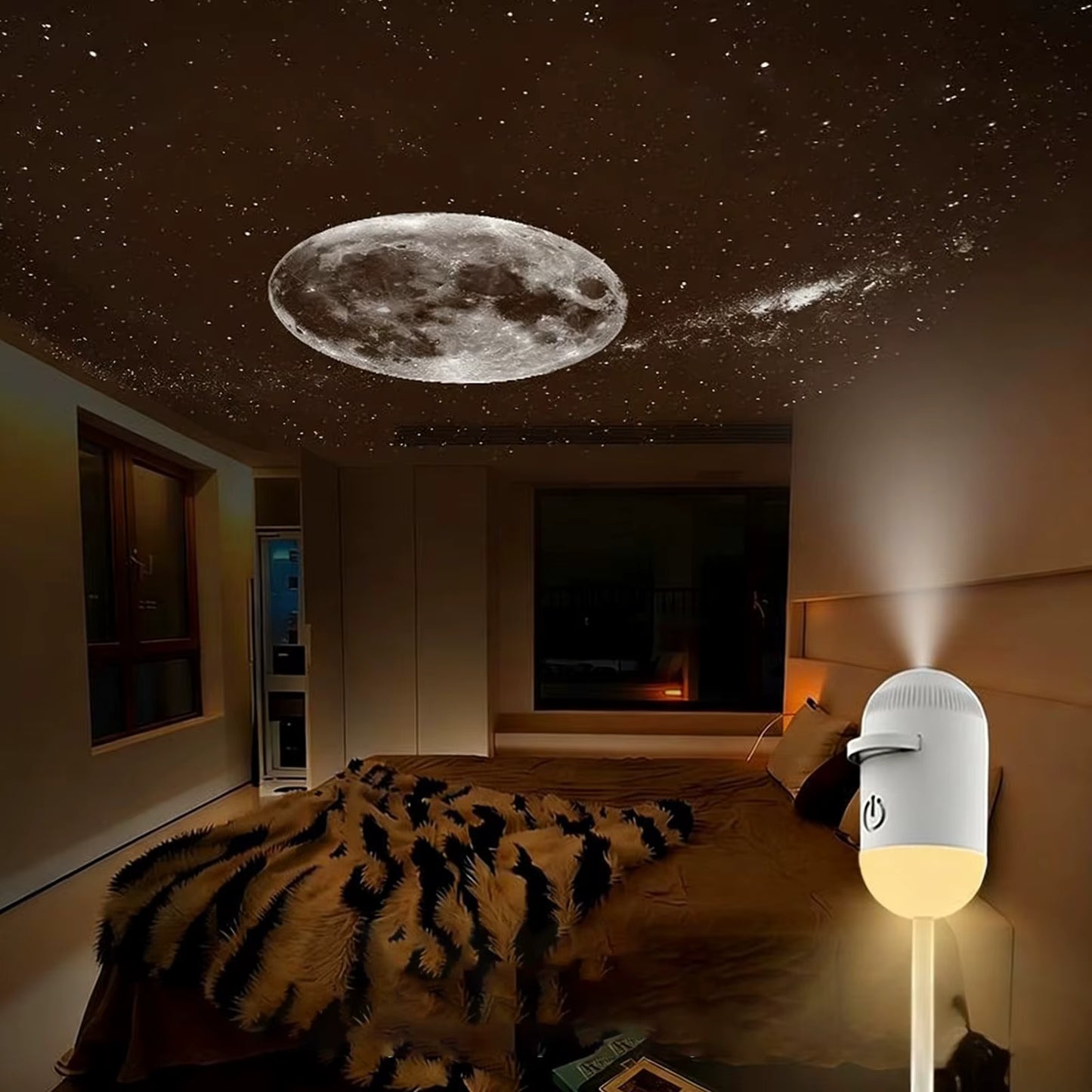 NEW 2-in-1 Mini Galaxy Star Projector Night Light Dual Use HD Romantic Ambient Lamp USB Powered for Car Interior & Bedroom Decor