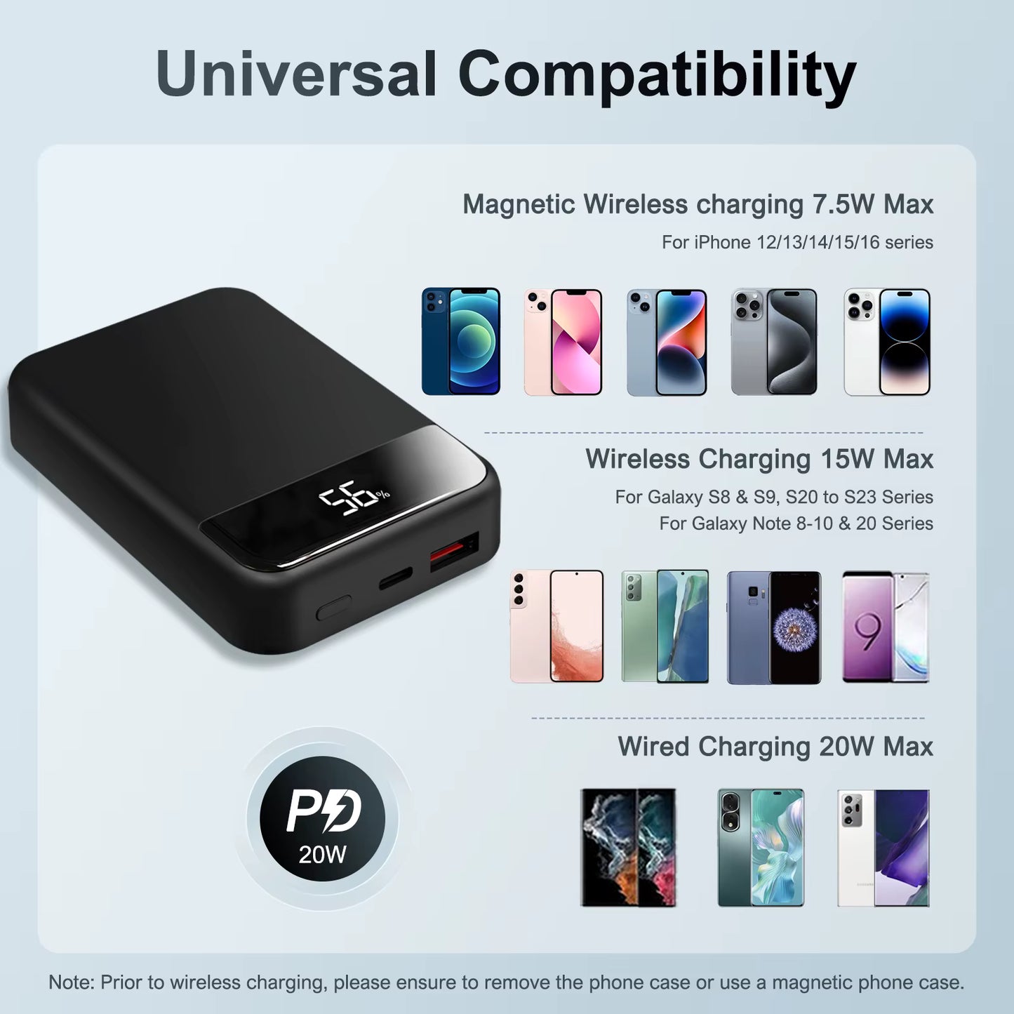 10000mAh Magnetic Power Bank Portable Fast Charger 20W Wireless Charging LED Display Magsafe for IPhone 16 15 14 13 12 Pro Max