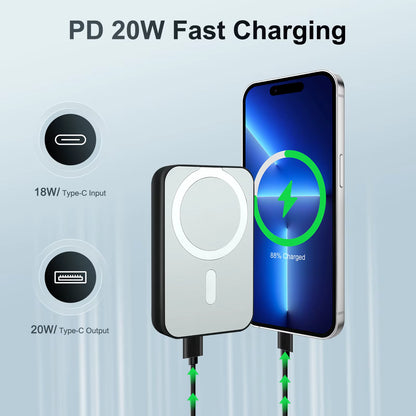 10000mAh Magnetic Power Bank Portable Fast Charger 20W Wireless Charging LED Display Magsafe for IPhone 16 15 14 13 12 Pro Max