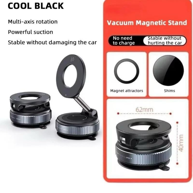 Magnetic Car Phone Holder Foldable Design 360° Adjustable Rotation Vacuum Mount