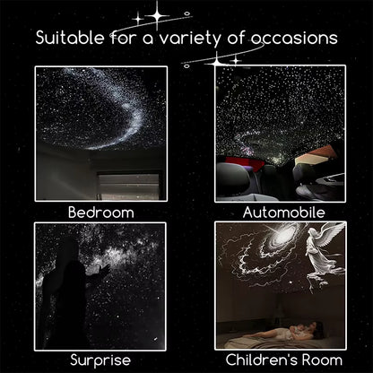 NEW 2-in-1 Mini Galaxy Star Projector Night Light Dual Use HD Romantic Ambient Lamp USB Powered for Car Interior & Bedroom Decor