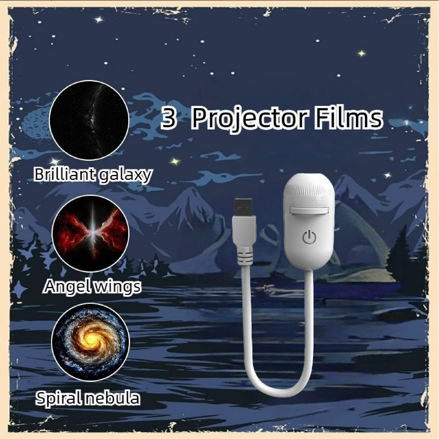 NEW 2-in-1 Mini Galaxy Star Projector Night Light Dual Use HD Romantic Ambient Lamp USB Powered for Car Interior & Bedroom Decor