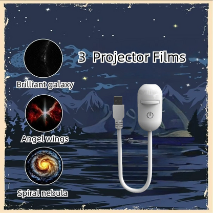 NEW 2-in-1 Mini Galaxy Star Projector Night Light Dual Use HD Romantic Ambient Lamp USB Powered for Car Interior & Bedroom Decor