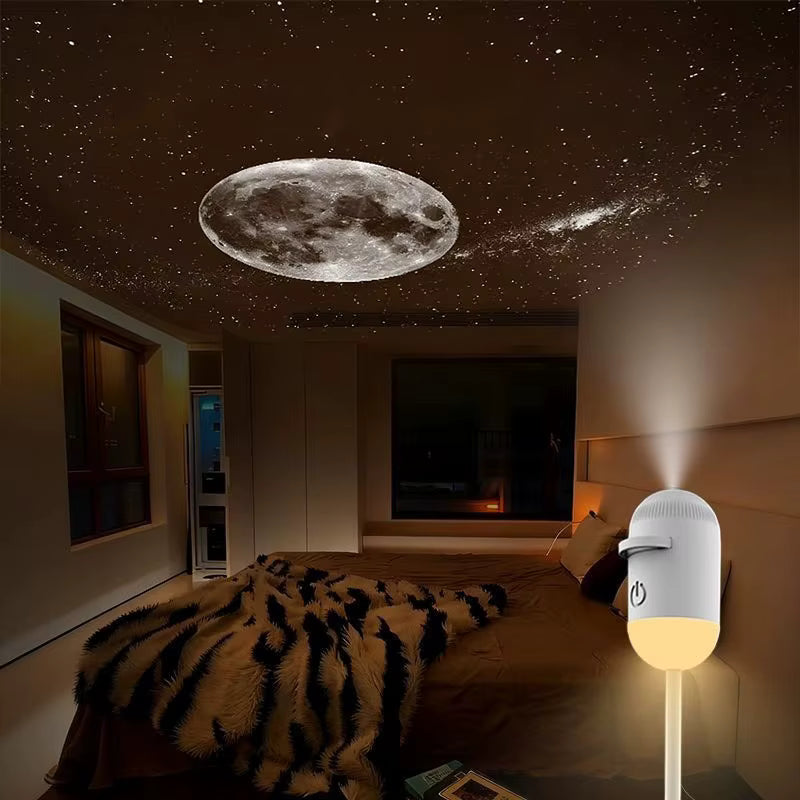 NEW 2-in-1 Mini Galaxy Star Projector Night Light Dual Use HD Romantic Ambient Lamp USB Powered for Car Interior & Bedroom Decor