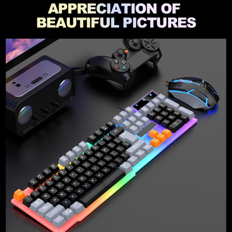 Gaming LED Keyboard Mouse Headset Bundle 3 in 1 Set with Rainbow Backlit Keyboard, Precision Wired Mouse, & Noise Cancelling Headset for Xbox PS4 PS5 PC Laptop